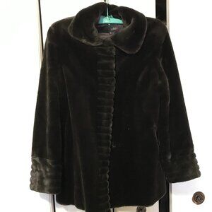 Utex Ladies Brown Three Quarter Length Faux Fur Coat Size Small